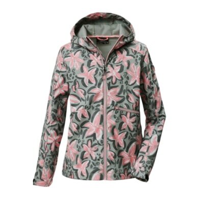 Killtec Softshell Jacket KOS 154 (z kapturem, wiatroszczelna, wodoodporna) naturalna zieleń/róż dziewczęca