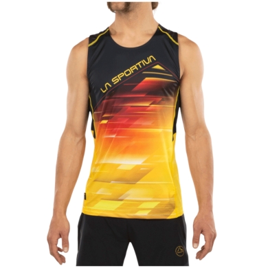 La Sportiva męski tank top biegowy Slipstream (oddychający, z odblaskowymi detalami) czarny/żółty/czerwony