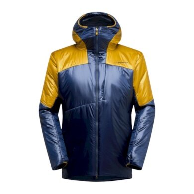 Kurtka zimowa La Sportiva Supercouloir Primaloft Parka (izolacja PrimaLoft Gold, wiatroszczelna) ciemnoniebieska/savanna żółta męska