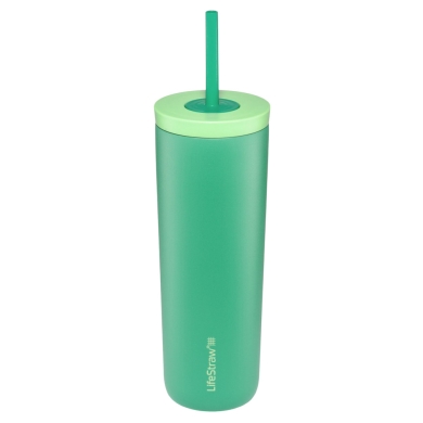 LifeStraw Termos Kubek Go Steel Tumbler Izolowany ze stali nierdzewnej, z filtrem wody, ze słomką - zielony - 500 ml