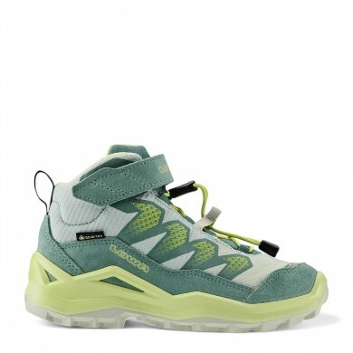 Lowa buty trekkingowe Maddox Pro Mid GTX na rzep Junior (tekstylia/skóra zamszowa, zapięcie na rzep, wodoodporne) dymnozielony/mintowy dziecięce