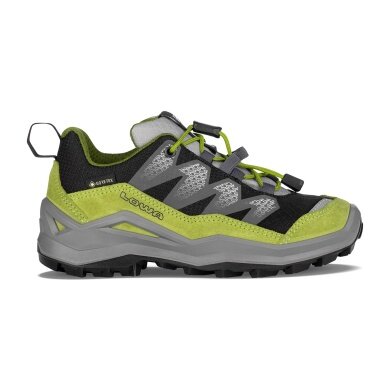 Lowa buty trekkingowe Maddox Pro Low GTX Junior (tekstylia/zwierzęca skóra zamszowa, wodoodporne) czarne/limonkowe dziecięce