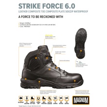 Buty robocze Magnum Strike Force 6.0 WP skórzane (wodoodporne, z bocznym zamkiem) z kompozytowym noskiem i wkładką czarne męskie
