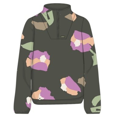 Maloja Fleecepullover MeltinaM (Half Zip, oddychający) ciemnozielony/kwiat Damen