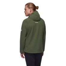 Mammut Całoroczna kurtka softshell Ultimate Comfort SO z kapturem (wiatroodporna) ciemnozielona męska