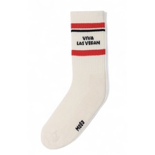 MoEa Skarpetki Dziennie Crew Bamboo - Viva Las Vegan - beżowo/czerwone - 1 para