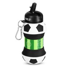 Nils Camp Butelka na napoje NC4104 Motyw piłkarski (składany kubek silikonowy) 550ml biało/czarna