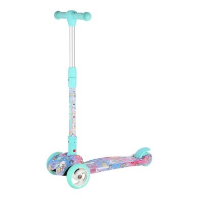 Nils Fun Scooter HLB15A Led z hamulcem (składany hulajnoga, łożyska: ABEC 7) miętowy/wielokolorowy - dziewczęcy