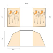 Namiot kempingowy Regatta Kivu Vis-a-Vis - wodoodporny, 2 wejścia, dla 4 osób - zielony