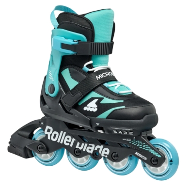 Rolki inline Microblade (kółka: 72mm/80A, łożyska: SG3) czarne/jasnoniebieskie dla dzieci