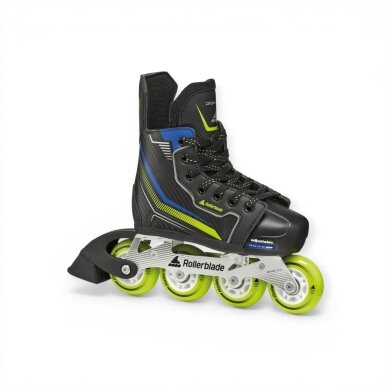 Rolki inline Rollerblade Dynamo (kółka: 72mm/82A, łożyska: SG5) czarne/lime/niebieskie dla dzieci