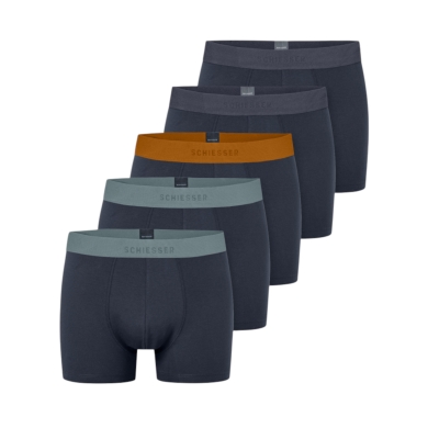 Schiesser bielizna bokserki 95/5 bawełna organiczna z gumką wielokolorowe ciemnoniebieskie męskie - 5 sztuk