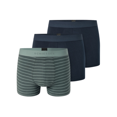 Schiesser bielizna bokserki 95/5 z gumką 910 ciemnoniebieskie/mineralne w paski męskie - 3 sztuki