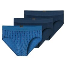 Schiesser bielizna slipy Rio z organicznej bawełny 95/5 wielokolorowe granatowe/niebieskie męskie - 3 sztuki