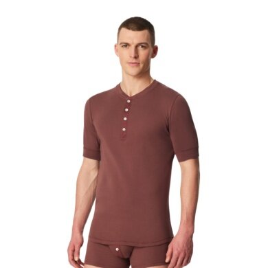 Schiesser T-shirt rekreacyjny Revival Karl-Heinz krótki rękaw brązowy męski