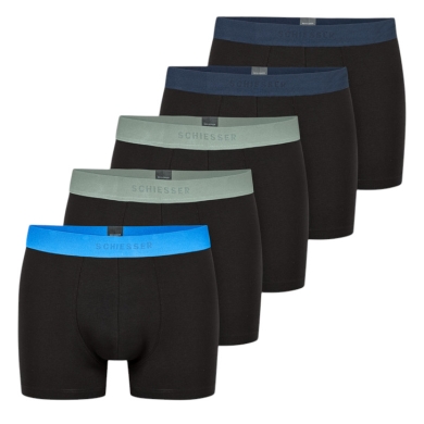 Schiesser bielizna bokserki 95/5 bawełna organiczna czarny męski - 5 sztuk