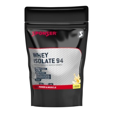 Sponser Whey Isolate 94 proszek białkowy (czyste izolaty serwatkowe CFM, maksymalna zawartość białka, bez laktozy) banan 1500g worek stojący