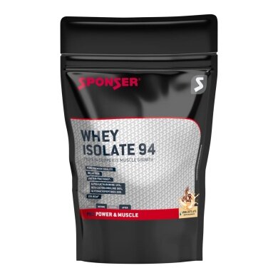 Sponser Whey Isolate 94 proszek białkowy (czyste izolaty serwatkowe CFM, maksymalna zawartość białka, bez laktozy) Caffe Latte 1500g worek stojący