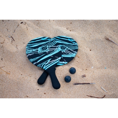 Zestaw rakiet Sunflex Beachball Action Pro (2 rakiety do beachballa z neoprenu, 2 piłki) niebieski