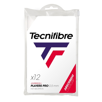 Tecnifibre Overgrip Players Pro 0.5mm (absorpcja potu) biały - 12 sztuk w opakowaniu