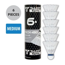 Talbot Torro Piłki do badmintona Tech 450 Nylon białe puszka 6 szt.