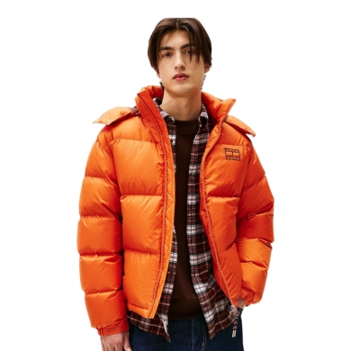 Tommy Jeans zimowa kurtka puchowa Alaska Down Puffer EXT (ciepła, z kapturem) pomarańczowa męska
