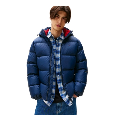 Tommy Jeans zimowa kurtka puchowa Essential Down Jacket EXT z kapturem (ciepła, wodoodporna) granatowa męska