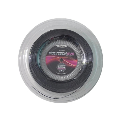 Topspin struna tenisowa Poly Tech Evo (trwałość + komfort gry) czarna 200m rolka