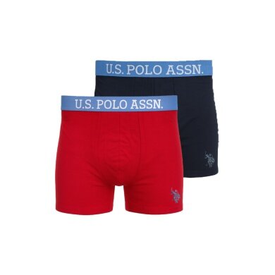 U.S. Polo Assn. Boksershorts US16133 (Bawełna) czerwony/navy niebieski męski - 2 sztuki