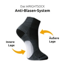 Skarpety sportowe Wrightsock Quarter Plus Coolmesh II (oddychające, wygodne) czarne/lime - 1 para