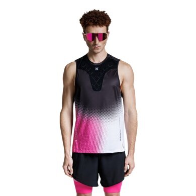 X-Bionic Męski Tanktop do biegania Corefusion Run czarny/neonowy różowy/biały