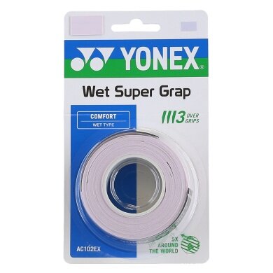 Yonex Overgrip Wet Super Grap 0,6 mm (komfortowy/gładki/lekko klejący) mglisty róż 3 szt.