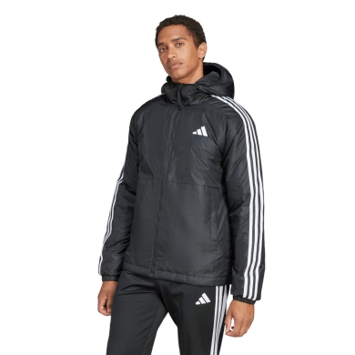 adidas Zimowa kurtka izolacyjna Essentials 3-Stripes z kapturem (odporna na wodę) czarna męska
