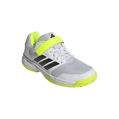 adidas halowe buty sportowe Speedcourt na rzepy białe/lime dziecięce