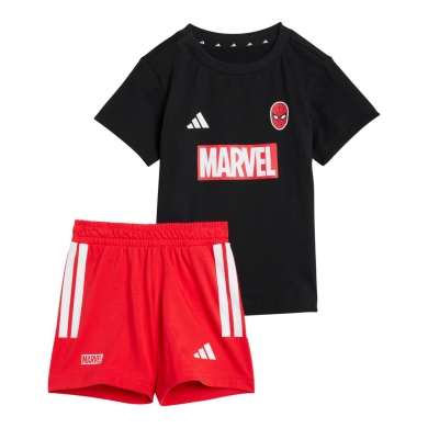 adidas dres Marvel Spider-Man (koszulka i krótkie spodenki) czarny/czerwony dla małych dzieci