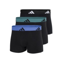 adidas bielizna bokserki trunk Active Flex Cotton czarny/zielony/niebieski męski - 3 sztuki