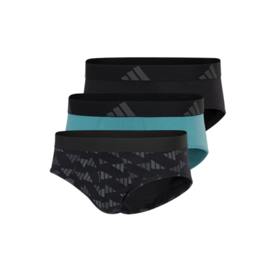 adidas bielizna slip brief Active Flex Cotton - czarny/telablau/szary - 3 sztuki