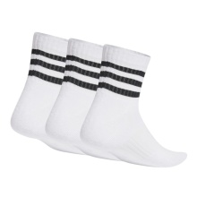 Skarpety sportowe adidas 3 paski z wyściółką, średnie (bawełna) białe/czarne - 3 pary