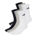Skarpety sportowe adidas Crew Cushion Nowe Logo (całkowicie wyściełane) wielokolorowe biało/szaro/czarne - 6 par