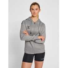 hummel Sportowa kurtka z kapturem hmlCORE XK Poly Zip Hood Sweat (materiał poliestrowy) szara damska