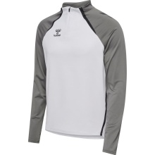 hummel Longsleeve hmlLEAD 2.0 Half Zip (recyklingowany poliester, wysoka oddychalność) biały/szary mężczyźni