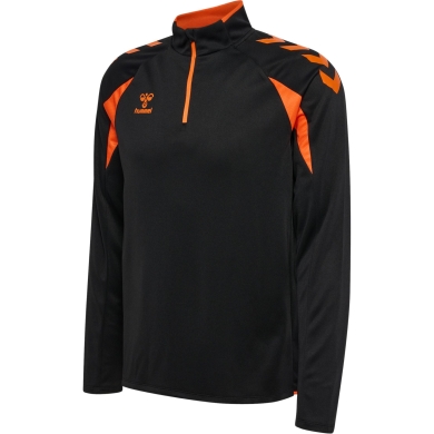 hummel Sportowa koszulka z długim rękawem hmlCORE 2.0 Half Zip (optymalna swoboda ruchów) czarna/pomarańczowa męska