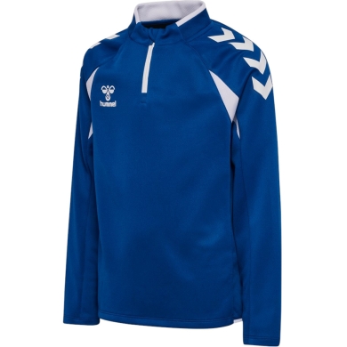 hummel Sportowa koszulka z długim rękawem hmlCORE 2.0 Half Zip (optymalna swoboda ruchów) niebiesko-biała dla chłopców