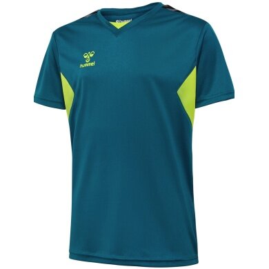 hummel Koszulka sportowa hmlAUTHENTIC Jersey (100% poliester) Krótki rękaw koralowo-niebieska/lime zielona Dziecięca