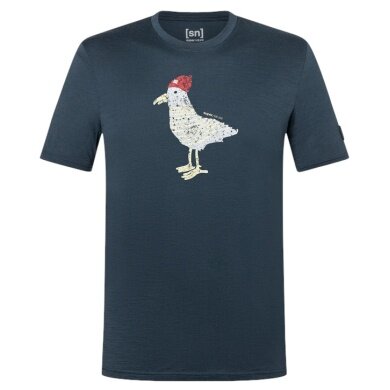 super natural T-shirt Freizeit Johnny (Merino-Mix) ciemnoniebieski męski