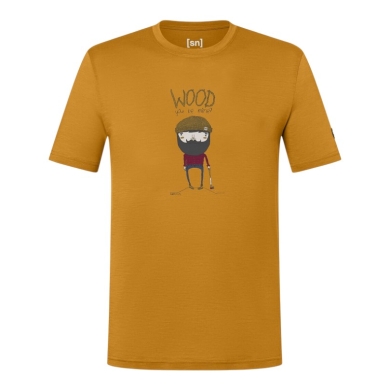 super natural T-shirt Freizeit Wood Crafti (Merino-Mix) żółty męski