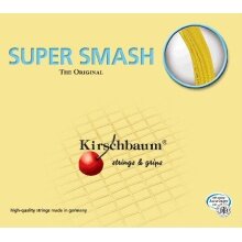 Nawlekanie z użyciem struny tenisowej Kirschbaum Super Smash w kolorze miodowym.