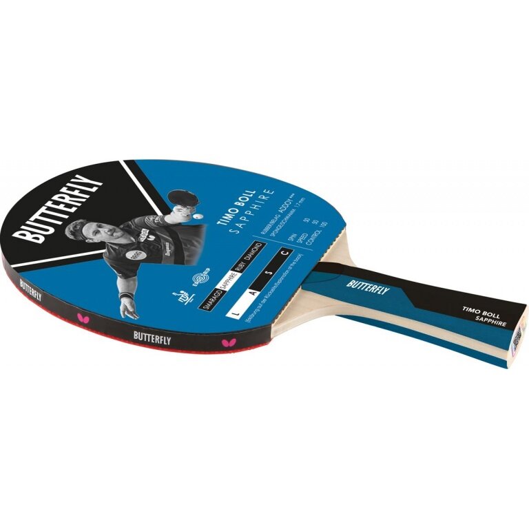 Rakieta do tenisa stołowego Butterfly Timo Boll Sapphire (Pokrycie Addoy 1,7mm, Ergonomiczny uchwyt) - 1 rakieta