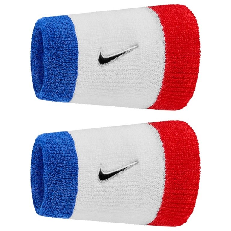 Nike opaska na pot Swoosh Classic Doublewide Jumbo (mieszanka bawełny) 2025 biała/niebieska/czerwona - 2 sztuki