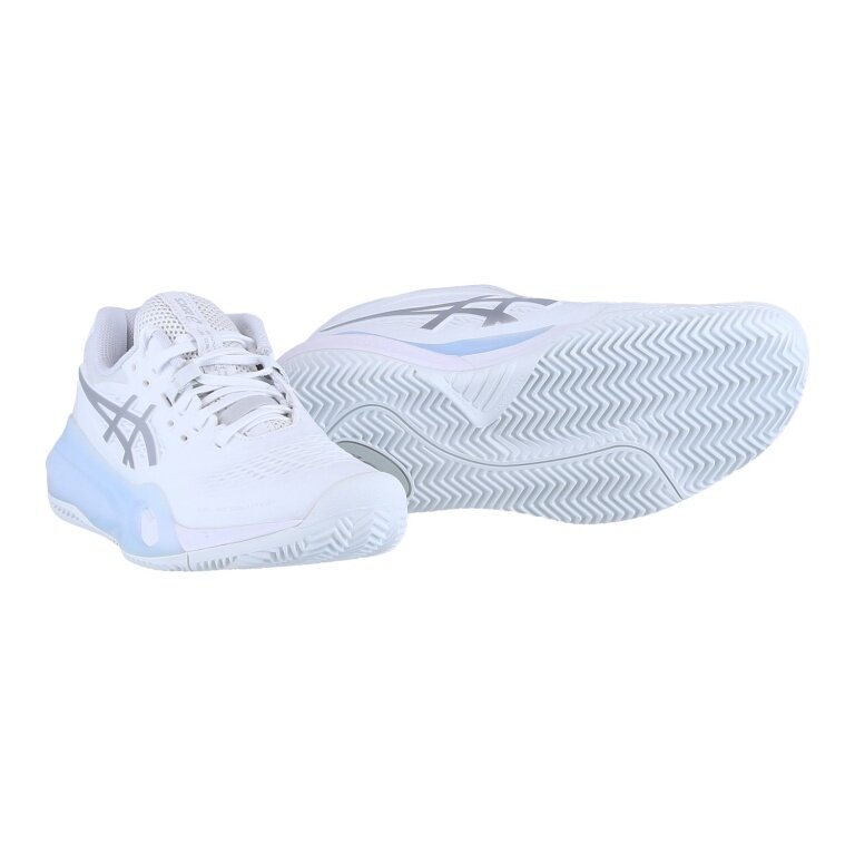 Buty tenisowe Asics Gel Resolution X na nawierzchnię clay/sand (stabilność) białe/srebrne damskie